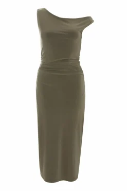 Bodycon Dresses|Midi Dresses*Quiz Twist Strap Bodycon Midi Dress Khaki