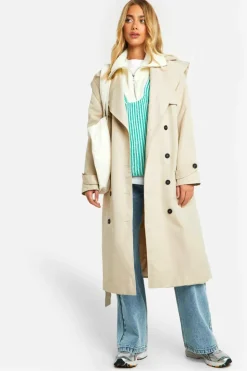 Oversized Jumpers*boohoo Two Tone Stripe Chunky Funnel Neck Jumper green
