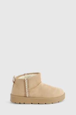 Cosy Boots|All Boots*boohoo Ultra Mini Embroidered Cosy Boots sand