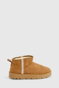 Cosy Boots*boohoo Ultra Mini Embroidered Cosy Boots chestnut