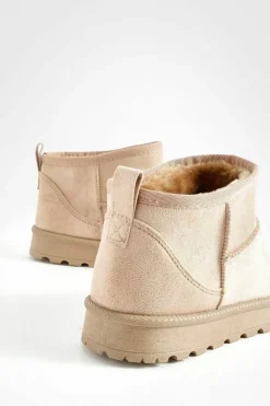 Cosy Boots|Ankle Boots*boohoo Ultra Mini Faux Fur Lined Boots mocha