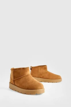 Cosy Boots|All Boots*boohoo Ultra Mini Faux Fur Lined Boots chestnut