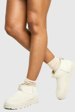 Cosy Boots*boohoo Ultra Mini Faux Fur Lined Boots cream