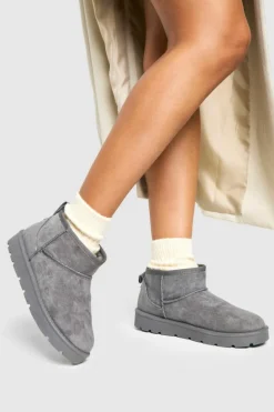Cosy Boots*boohoo Ultra Mini Faux Fur Lined Boots grey