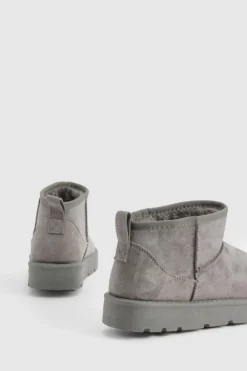Cosy Boots*boohoo Ultra Mini Faux Fur Lined Boots grey