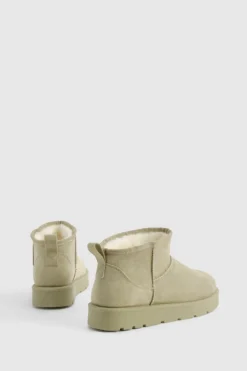 Cosy Boots*boohoo Ultra Mini Faux Fur Lined Boots pistachio