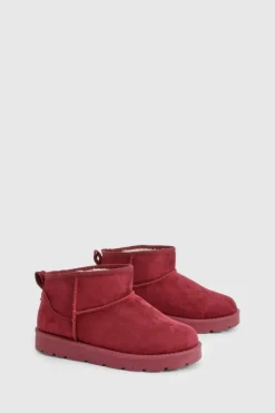 Cosy Boots|All Boots*boohoo Ultra Mini Faux Fur Lined Boots cherry