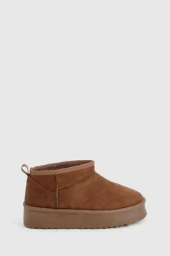 Cosy Boots*boohoo Ultra Mini Platform Faux Fur Lined Boots chocolate