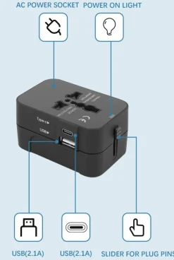 Travel Accessories*Groundlevel Universal Power Adapter Travel Plug Black