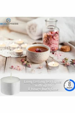 Candles & Diffusers|Candles*Deco Express Unscented Colour Tealight Candle 8 Hours Pack of 200 White