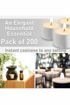 Candles & Diffusers|Candles*Deco Express Unscented Colour Tealight Candle 8 Hours Pack of 200 White