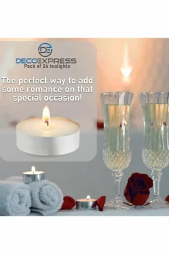 Candles & Diffusers|Candles*Deco Express Unscented White Colour Tealight Candle 10 Hours Pack of 24 Multi