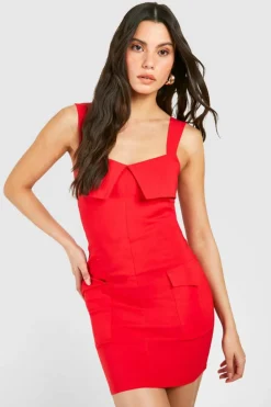 Bodycon Dresses*boohoo Utility Bengaline Mini Dress red