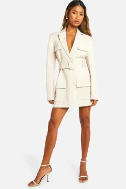 Blazer Dresses|Mini Dresses*boohoo Utility Blazer Dress ecru