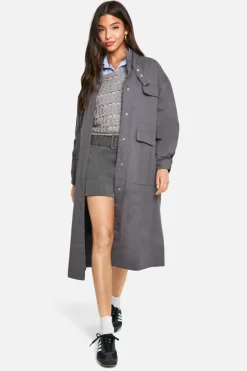Up To 80% Off Winter Warmers|Trench Coats*boohoo Utility Pocket Detail Trench Coat grey
