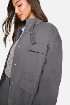 Up To 80% Off Winter Warmers|Trench Coats*boohoo Utility Pocket Detail Trench Coat grey