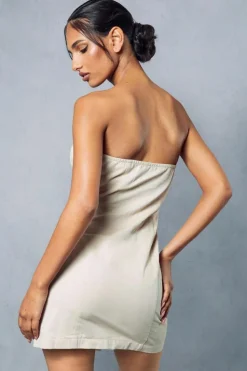 Wrap Dresses*MissPap Utility Pocket Detail Wrap Mini Dress stone