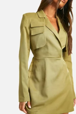 Blazer Dresses|Suits & Tailoring*boohoo Utility Tie Waist Blazer Dress khaki