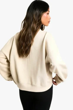 Sweatshirts|Hoodies & Sweatshirts*boohoo V NECK BALLOON SLEEVE SWEATSHIRT stone