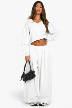 Sweatshirts|Hoodies & Sweatshirts*boohoo V NECK BALLOON SLEEVE SWEATSHIRT ash grey