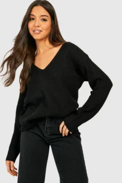 Jumpers|Jumpers & Cardigans*boohoo V Neck Jumper black