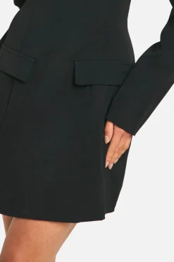 Mini Dresses|Long Sleeve Dresses*boohoo V Neck Long Sleeve Tailored Mini Dress black