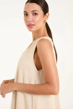 Midi Dresses*Blue Vanilla V Neck Midi Dress Beige
