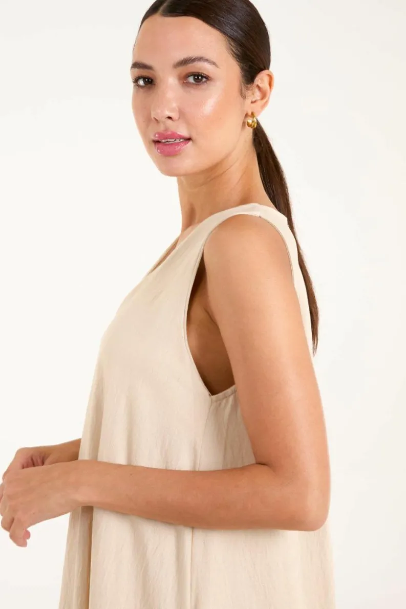Midi Dresses*Blue Vanilla V Neck Midi Dress Beige