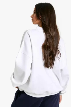 Sweatshirts|Hoodies & Sweatshirts*boohoo V Neck Oversized Sweatshirt ecru