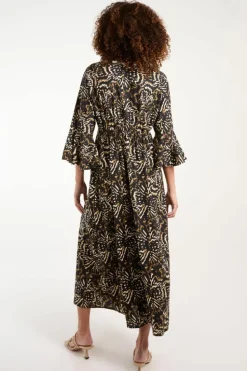 Midi Dresses*Blue Vanilla V Neck Shell Midi Dress Light Brown