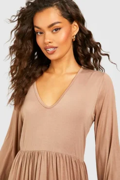 Smock Dresses*boohoo V Neck Smock Dress camel