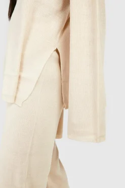 Knitted Co-Ords|Trousers*boohoo V Neck Wide Leg Knitted Co-ord stone