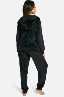 Up To 80% Off Winter Warmers|Loungewear*boohoo Velour Hoody And Jogger Set black
