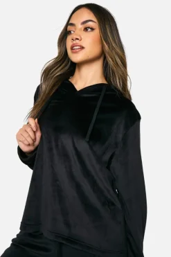Up To 80% Off Winter Warmers|Loungewear*boohoo Velour Hoody And Jogger Set black