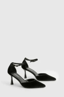Heels*boohoo Velvet Two Part Court Shoes black