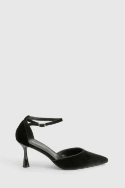 Heels*boohoo Velvet Two Part Court Shoes black