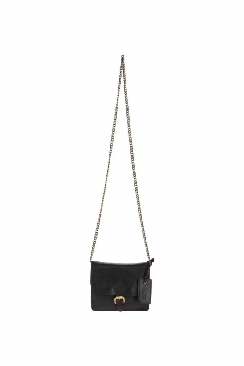 Cross-Body Bags*Ashwood Leather Vintage Mini Leather Cross Body Shoulder Bag With Chain Strap Black