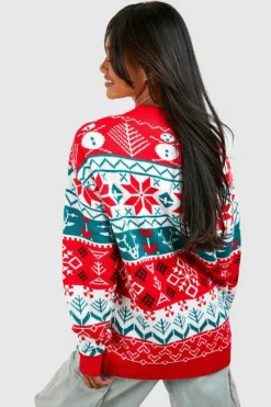 Cardigans*boohoo Vintage Style Christmas Cardigan red