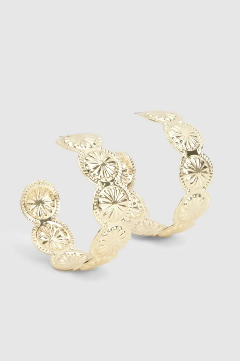 Earrings*boohoo Vintage Style Oversized Hoop Earrings gold