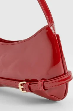 Shoulder Bags|Handbags*boohoo Vinyl Buckle Detail Shoulder Bag red