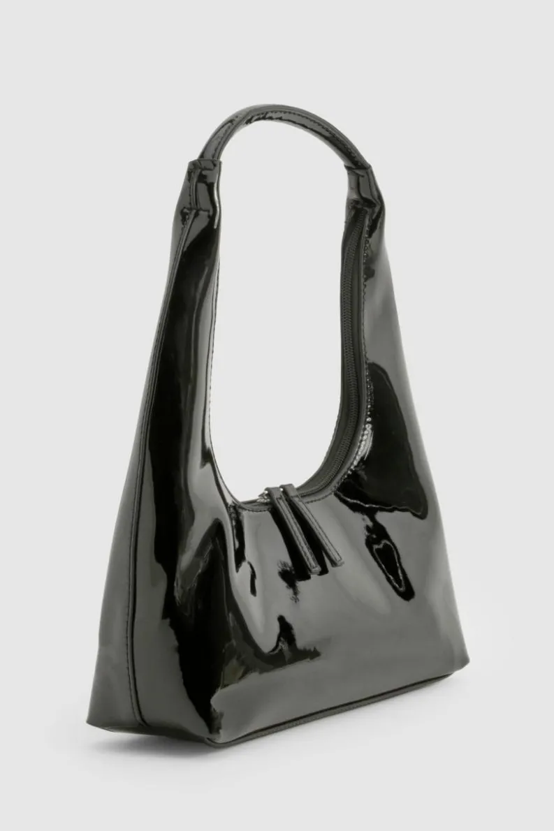 Shoulder Bags|Handbags*boohoo Vinyl Curve Shaped Shoulder Bag black