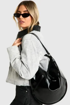 Shoulder Bags|Handbags*boohoo Vinyl Oversized Round Shoulder Bag black