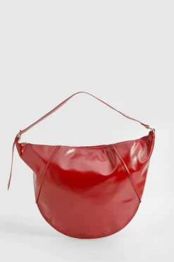 Shoulder Bags|Handbags*boohoo Vinyl Oversized Round Shoulder Bag red