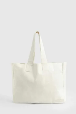 Handbags|Tote Bags*boohoo Wardrobe Essentials Canvas Cotton Tote Bag off white
