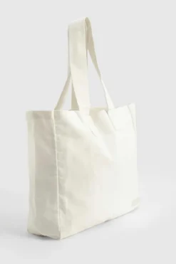 Handbags|Tote Bags*boohoo Wardrobe Essentials Canvas Cotton Tote Bag off white