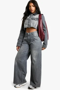 Up To 80% Off Winter Warmers|Denim Jackets*boohoo Washed Crop Denim Jacket grey