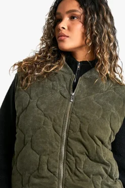 Up To 80% Off Winter Warmers|Gilets*boohoo Washed Look Gilet khaki
