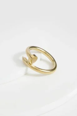 Rings*boohoo Water Resistant Screw Detail Ring gold