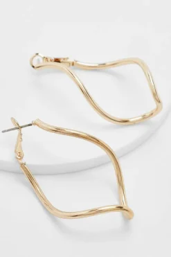 Earrings*boohoo Wavy Shaped Earring Hoop Earrings gold