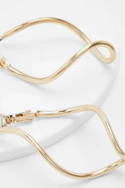 Earrings*boohoo Wavy Shaped Earring Hoop Earrings gold